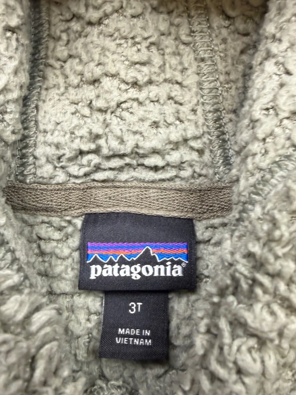 Patagonia Teddy Bear Ear Hoodie Toddler Size 3T Gray Full Zip Fleece
